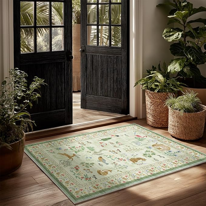Washable Door Mat Indoor Entrance: 2x3 Entryway Rugs Small Area Rug Non-Slip Low Pile Soft Kitchen Rug for Front Door Indoor Entrance Entry Bedside Kids Room
