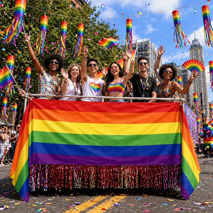 3Pack 2x20Ft Rainbow Pride Bunting Flags Banner LGBTQ Progress Gay Pride Bunting Outdoor Décor Pride Month Bunting for Porch Fence Garden LGBTQ Party Decoration