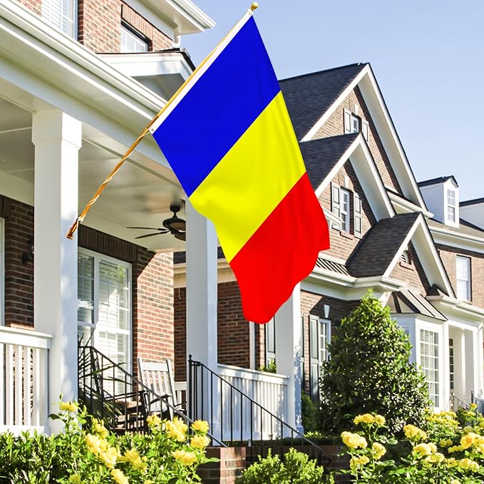 AhfuLife Romania Flag 3x5 Ft, Large Romania National Flags foe Outside - Double Side with Brass Eyelets for Olympic Party Decorations, Bar Garden Street Decoration Indoor Outdoor