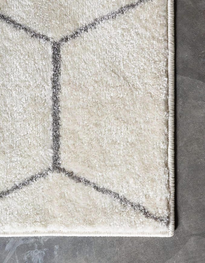 Unique Loom Trellis Frieze Collection Area Rug - Geometric (7' Square, Ivory/ Gray)