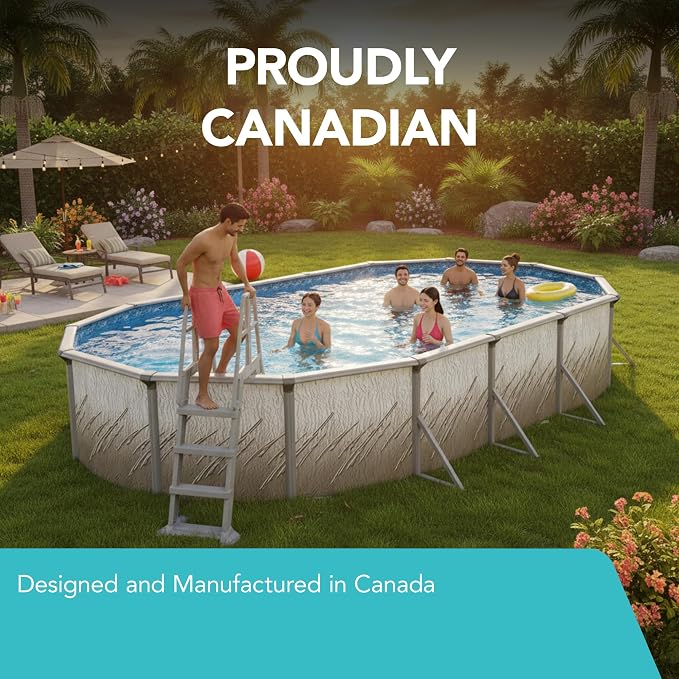 Puri Tech 12'x24'x52 Lakeview Above Ground Swimming Pool Set with Liner, Skimmer, Liner Pad, and Pool Cove for Replacement Backyard Swimming Pool Setup