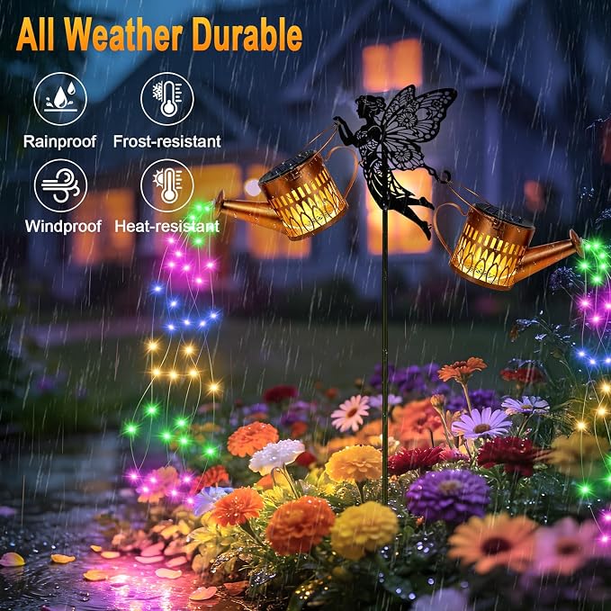 2 Pack Solar Watering Can Lights, Fairy Solar Garden Lights Outdoor Decoration, Waterproof Hanging Lantern Landscape Light for Yard Patio Lawn, Gardening Gifts for Mom Grandma (Multicolor)
