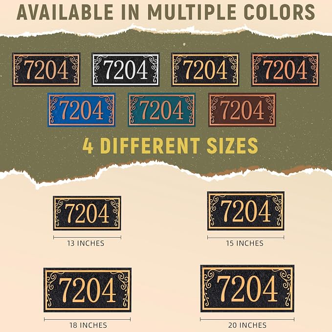 Lawn Address Sign Plaque - Personalized House Number Plaque Sign,Address Numbers for House Large Option Stakes Included (Coffee/Copper)