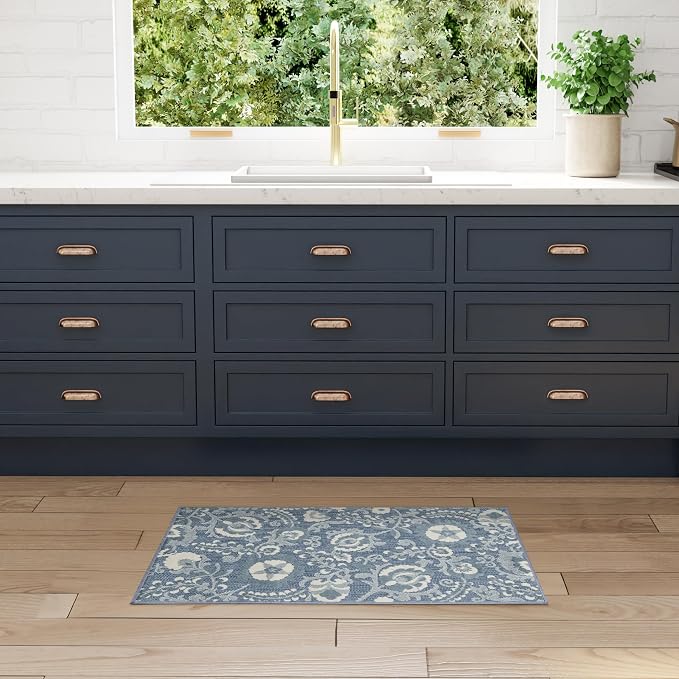 Nourison Home Aloha Blue 2'8" x 4' Area Rug - Easy Clean, Non Shedding, Bed Room, Living Room, Dining Room, Kitchen (3' x 4')