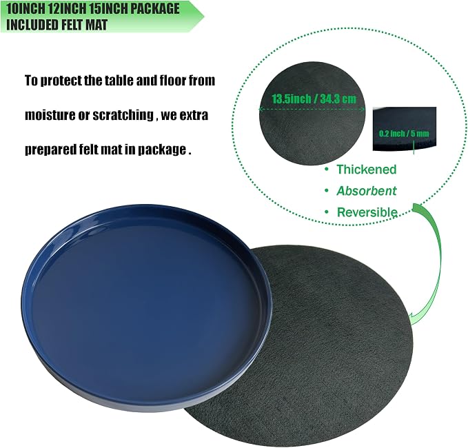 Yukfona Ceramic Plant Saucer Tray 1 Pcs 14 15 Inch White, 14.3" OD x13.5 ID x2 Deep| Fits flower pots Bottom≤ 13.5", Heavy Duty Glazed Round Planter Drip with Catch Basin for Indoor Outdoor Plants