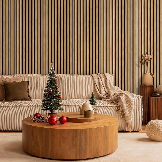 COMSTICKC 3D Faux Wood Wall Sticker, Peel and Stick Wall Covering,12 pcs of 22.8" x 11.8", DIY Lightweight PVC Wood Self Adhesive Decorative Tiles Wallpaper,Paintable,Covers 22.48 sq.ft