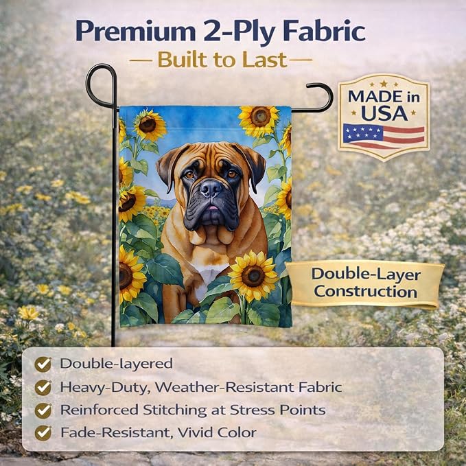 Caroline's Treasures DAC6042GF Bullmastiff in Sunflowers Garden Flag Mailbox Flag Decorative Yard Flag Banner Outside Patio Artwork Yard Flower Beds, Garden Size, Multicolor