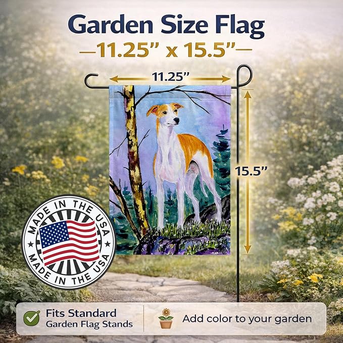 Caroline's Treasures SS8662GF Whippet Garden Flag Mailbox Flag Decorative Yard Flag Banner Outside Patio Artwork Yard Flower Beds, Garden Size, Multicolor