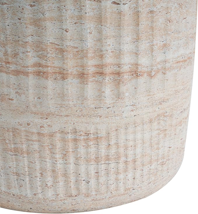 Christopher Knight Home Jaym 18.50" H Indoor Outdoor Accent Side Table, Patio Decorative End Table, Cylinder Lightweight Concrete Garden Stool for Patio Balcony & Garden Decor, Travertine