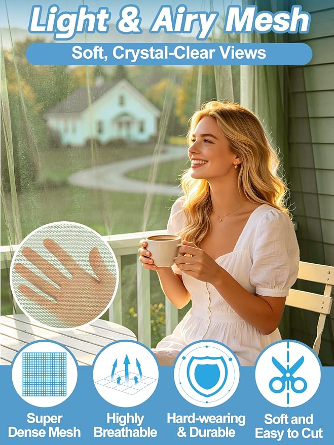 ANPHSIN 65x10ft Ultra fine Mosquito Net for Patio - Mesh Netting Screen for Outdoor Garden Porch Balcony, Protects Skin & Plants from Bugs, Birds, Green