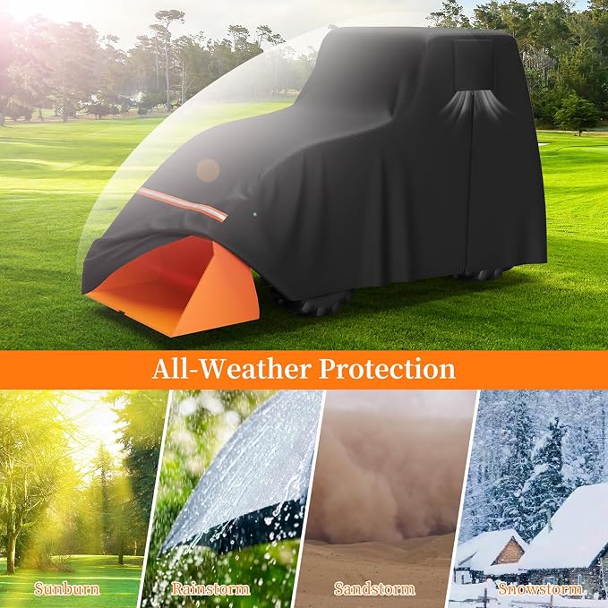 STARTWO Full Tractor Cover Waterproof Heavy Duty, Universal Fits Most Compact Utility Tractors with Cabin, UV Protection, Dustproof, with Air Vents & Reflective Strips,150 L x 75 W x 110 H in