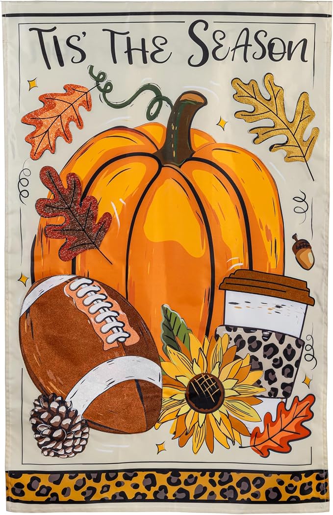 Evergreen Flag Fall Garden Flags Double Sided, Garden Flags for Outside Autumn Decorations for Home, Porch, Yard (Tis' The Season, 28x44 inch)