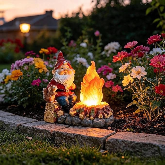 Solar Light-Up Garden Gnome Statue - Waterproof Outdoor Decor for Garden, Yard, Porch Patio Lawn Balcony,Decorations for Families and Holiday Enthusiasts for Women,Grandma, Housewarming