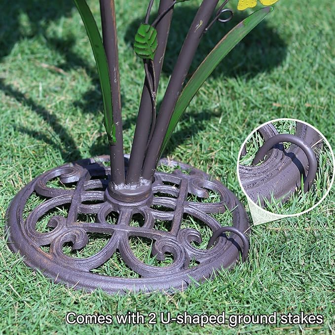 HLQMFHT 38" H Birdbaths for Outdoors,Metal Bird Feeder and Bird Houses for Outside,3-in-1,Garden Yard Decor
