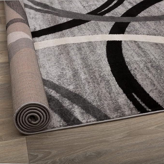 Rugshop Wavy Circles Accent Fade-Resistant Area Rug Gray 2'7" x 4' | Rectangular, Size 2'7" x 4', Living Room, Bedroom, Dining Room, Home Office, Kitchen, Entryway, Hallway, Nursery, Kids Room