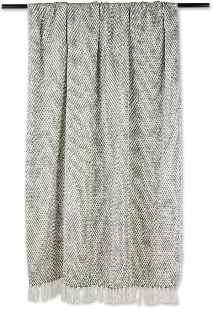 DII Woven Throw Collection 100% Cotton, Basketweave, 50x60, Artichoke Green