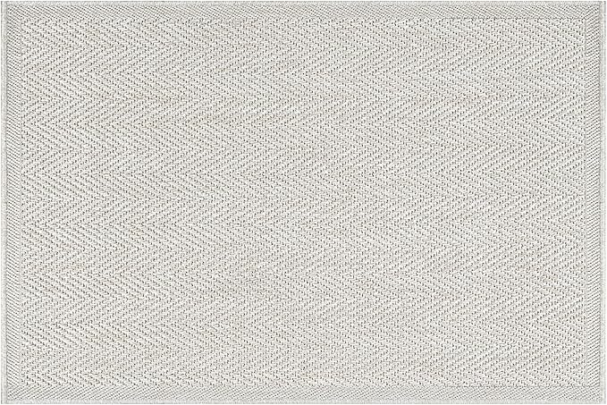 CAMILSON Easy Jute Rug 2x3, Indoor Outdoor Off-White Color Fiber Area Rugs for Bathroom and Kitchen Rug, Herringbone Seagrass Boho Woven Design, Easy-Cleaning, Washable Outside Carpet Alfombras 2 x 3