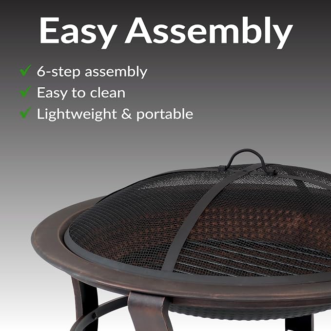 Sunnydaze 29-Inch Elevated Wood-Burning Fire Pit Bowl with Stand - Includes Spark Screen, Wood Grate, and Poker