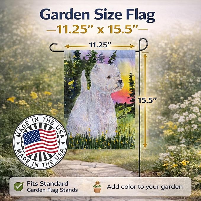 Caroline's Treasures SS1067GF Westie Garden Flag Mailbox Flag Decorative Yard Flag Banner Outside Patio Artwork Yard Flower Beds, Garden Size, Multicolor