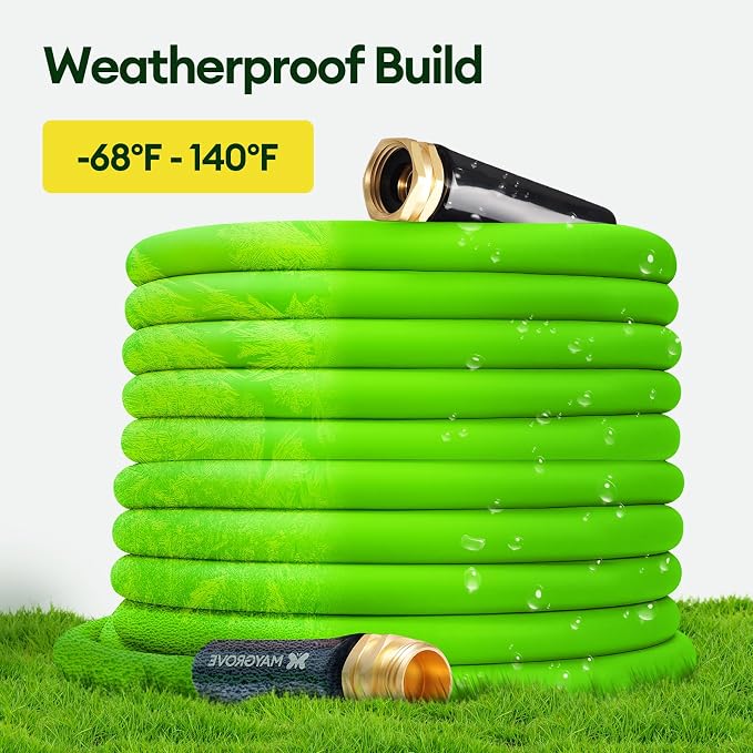 Maygrove 100 ft Garden Hose, 5/8 in ID, Heavy-Duty, Leakproof, Kink-Resistant Water Hose with Swivel Brass Fittings, 600 PSI Burst Rating, Ideal for Car Wash & Lawn Watering