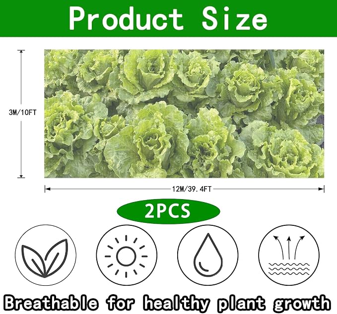2 Pack Garden Netting 10x39.4Ft Ultra Fine Mesh Insect Netting for Garden Protection,Reusable Barrier Protection Mesh Plants Cover for Protect Vegetables Plants Fruits Flowers Crops from Animals