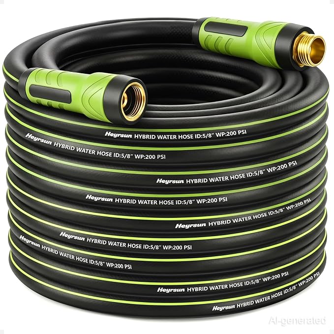 Garden Hose 75ft x 5/8", NON-EXPANDABLE Water Hose Heavy Duty, Flexible, Lightweight, Kink Resistant & Outside Hybrid Hose, Male to Female Fittings