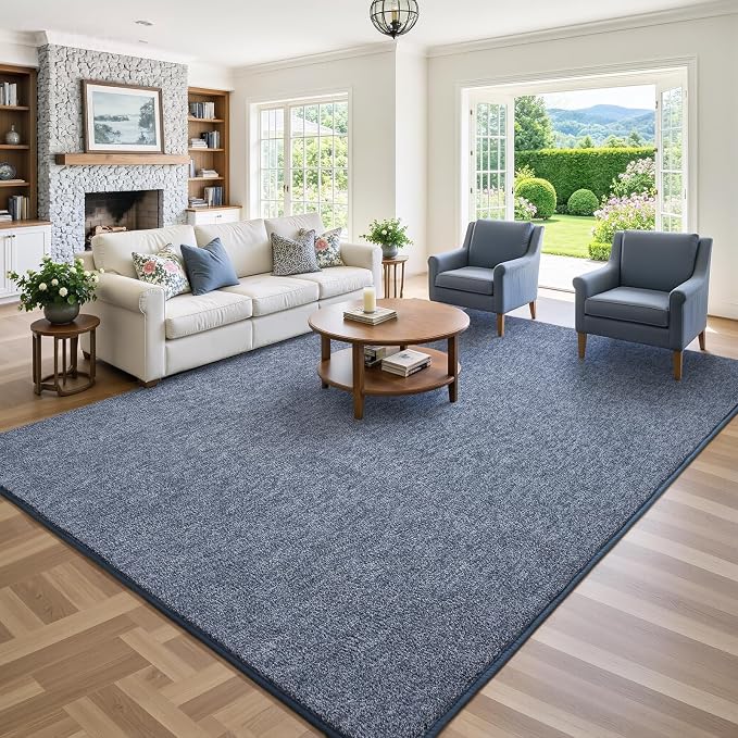 Keeko 4x6 Area Rugs for Living Room,Soft Washable Memory Foam Bedroom Rug | Indoor Throw Rug Low Pile Minimalist Non Slip Carpet for Kids Nursery Classroom Dorm Room Home Decor Blue and White