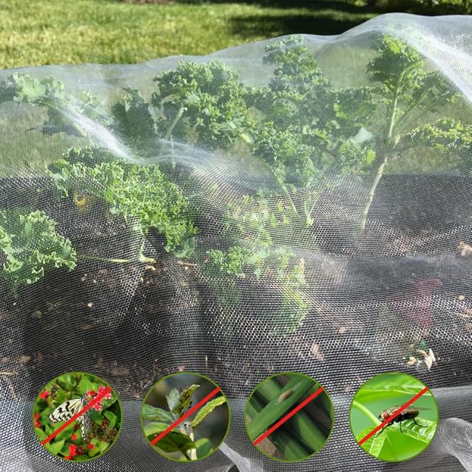 6.5X10Ft Garden Netting Pest Barrier – Ultra Fine Mesh Netting Plant Covers & Row Cover, Protects Vegetables, Fruits, Flowers from Mosquitoes, Insects, Birds, Deer & Squirrels