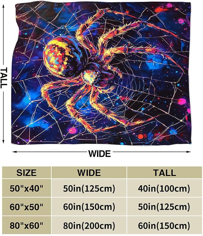 Spider Throw Blanket Spider Web Gifts for Dad Men Boys Plush Cozy Flannel Fleece Fuzzy Party Blankets 50"X40"