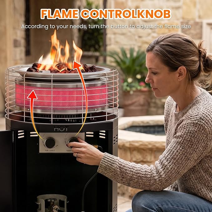 𝐍𝐞𝐰 𝐔𝐩𝐠𝐫𝐚𝐝𝐞 DoCred 34.8" H Outdoor Patio Heater | 56000 BTU 2 in 1 Smokeless Propane Fire Pit Heater for Backyard, Garden, Deck, Party
