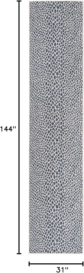 Unique Loom Outdoor Collection Area Rug - Cape Town (2' 7" x 12' Runner, Blue/ Olive)