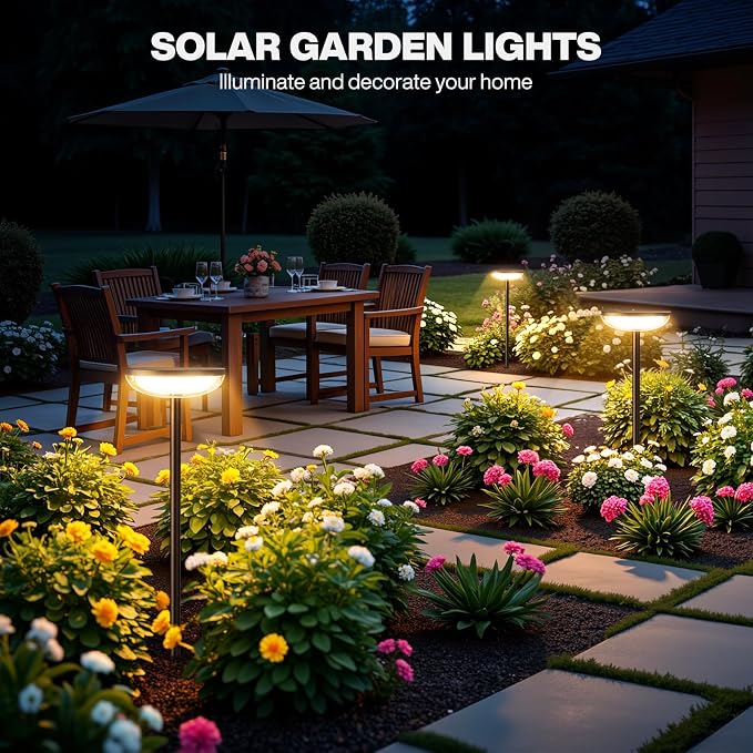 ELECLINK Solar Pathway Lights Outdoor, 2 Pack Tall Solar Garden Lights Outdoor Waterproof for Yard Flower Bed Patio Path Walkway Driveway Outside Decor Landscape Lighting