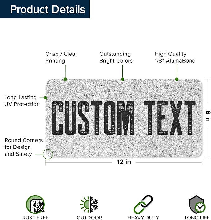Custom Sign, Custom Street Sign, 11 Font Colors, 13 Font Styles, 4 Hole Options, 22 Sizes, 6x12 Inches, Rust Free DiBound, Fade Resistant, Made in USA by My Sign Center (Concrete)