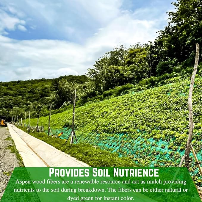 Farm Plastic Supply - American Excelsior QuickGrass Pro - 4' x 112.5' - Green Erosion Control Blanket Landscape Roll, Erosion Control Blanket, Slope Stabilization, Erosion Control
