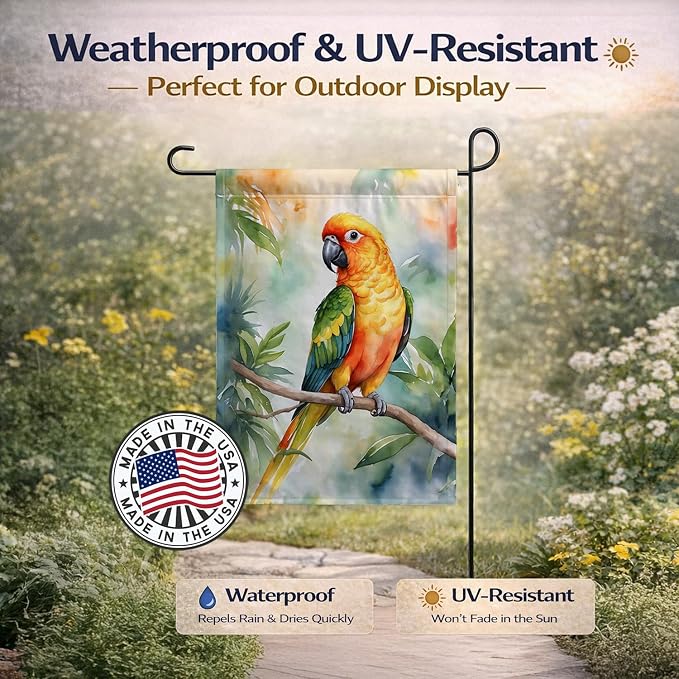 Caroline's Treasures Sun Conure Garden Flag Mailbox Flag Decorative Yard Flag Banner Outside Patio Artwork Yard Flower Beds, Garden Size, Multicolor