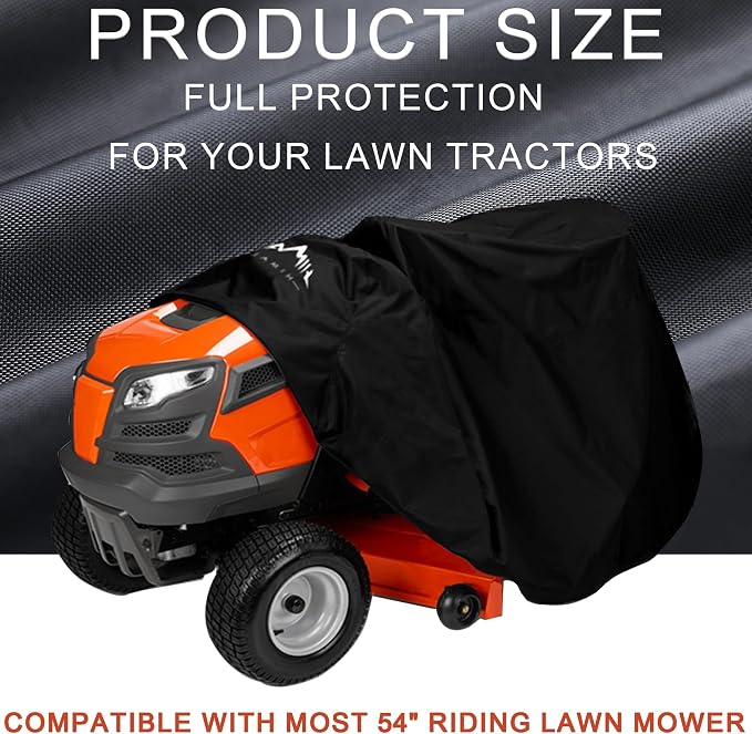 Himal Outdoors Riding Lawn Mower Cover,Heavy Duty 420D to 54" | Waterproof,Tractor Decks up,Windproof Buckles,Velcro Design,Turn Mower Cover,Outdoor Storage
