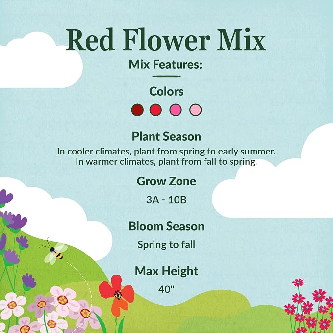 Ferry-Morse Flower Seeds - Red Wildflower Mix, Non-GMO, Full Sun, Wild Flowers - 1 lb