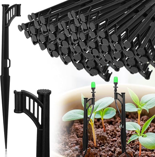 100 Pcs 12.8" Irrigation Drip Support Stakes 1/4 Inch Drip Irrigation Stakes for 1/4 Inch Drip Irrigation Tubing Hose Holder Drip Irrigation Support Stakes for Gardens Irrigation Supplies