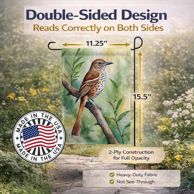 Caroline's Treasures Georgia Brown Thrasher Garden Flag Mailbox Flag Decorative Yard Flag Banner Outside Patio Artwork Yard Flower Beds, Garden Size, Multicolor