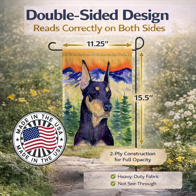 Caroline's Treasures SS8658GF Doberman Garden Flag Mailbox Flag Decorative Yard Flag Banner Outside Patio Artwork Yard Flower Beds, Garden Size, Multicolor