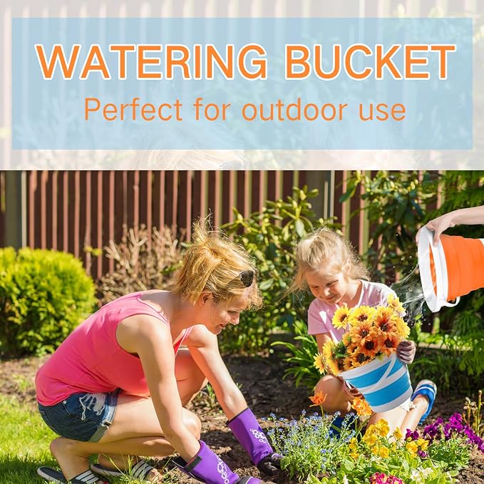 Pickmesh 4 Pcs Collapsible Bucket 2.6 Gallon (10l) Foldable Collapsible Sand Bucket with Handle Small Cleaning Pail for Household Outdoor Car Washing Camping Beach Sand(Blue, Green, Orange, Pink)
