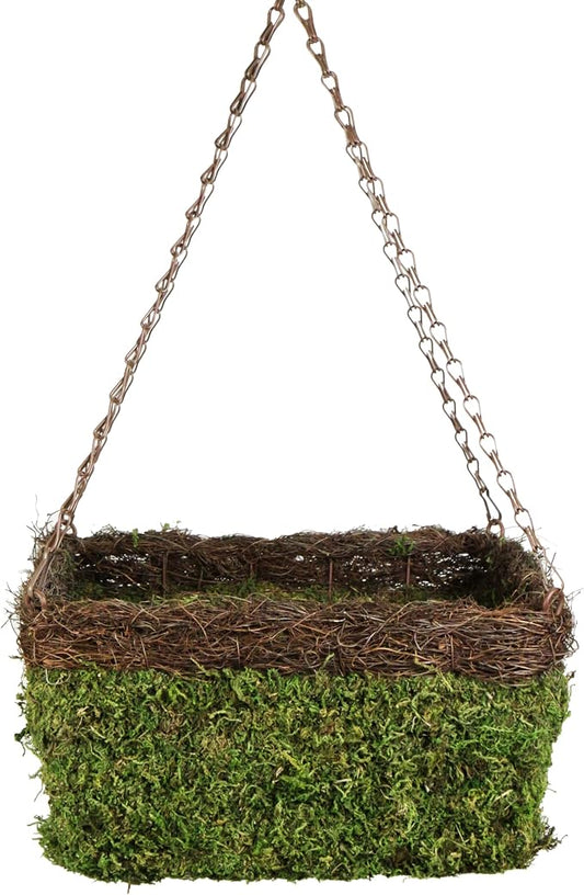 SuperMoss (29212) MossWeave Hanging Basket - Square, Fresh Green with Wicker Rim, Small (10.5 Diameter)"