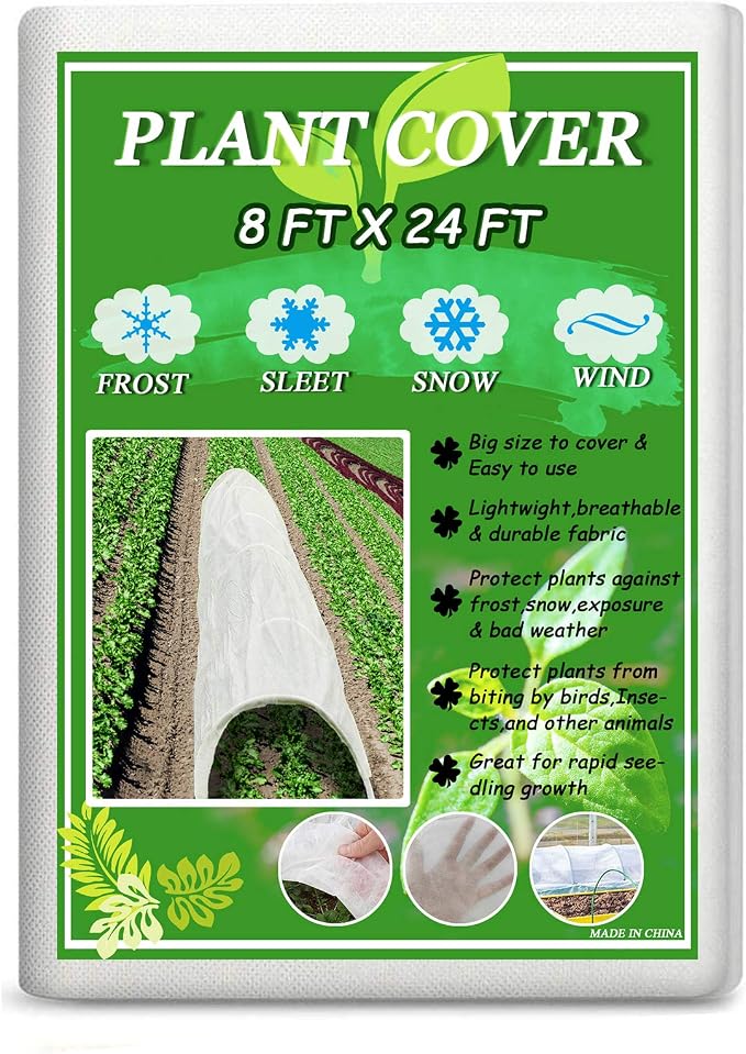 Darnassus 8FT×24FT Plant Covers Breathable Floating Row Cover for Snow Frost Bad Weather Pest Protection & Plant Growth