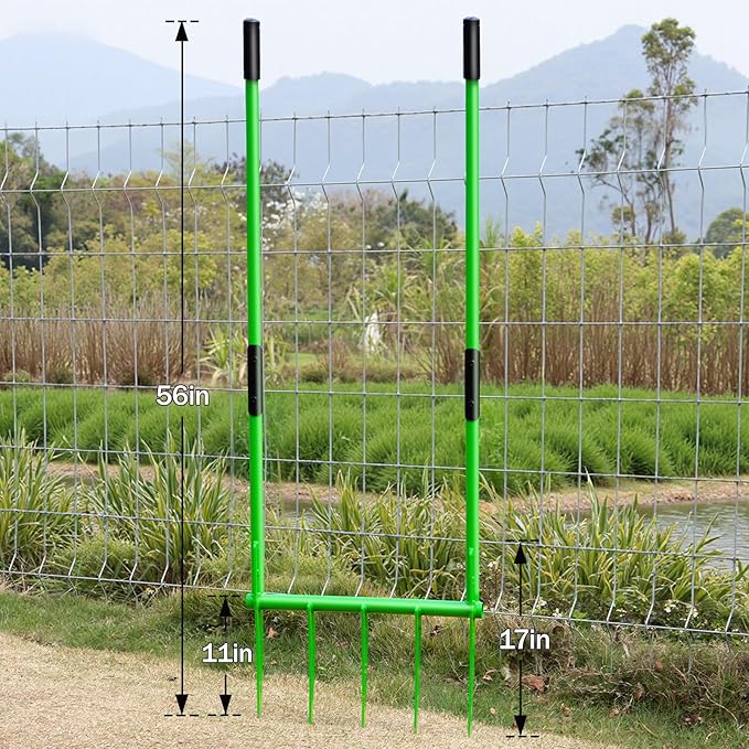 56'' Heavy Duty Broadfork for All the Soils, Unbreakable Pitchfork, 5 Sharp Cambered 11'' Tines Bord Fork Garden Tool, Ergonomic Handles, Good Package, Easy Assembly, Cultivator & Tiller, Green.