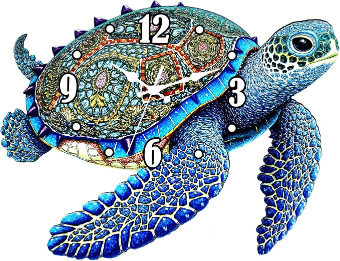 Sea Turtle Outdoor Clock – Silent Vibrant Color Waterproof PVC, Nautical Coastal Decor Wall Clock for Patio, Pool, Garden, Bathroom & Indoor, 11.3"x15.2"