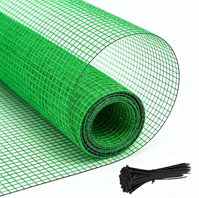 Garden Fence Temporary Fence, 4'x100' with 50 Zip Ties, Plastic Fencing Safety Fence Snow Fence, Construction Fencing for Garden Fencing, Animal Barrier, Poultry, Deer, Patio, Green