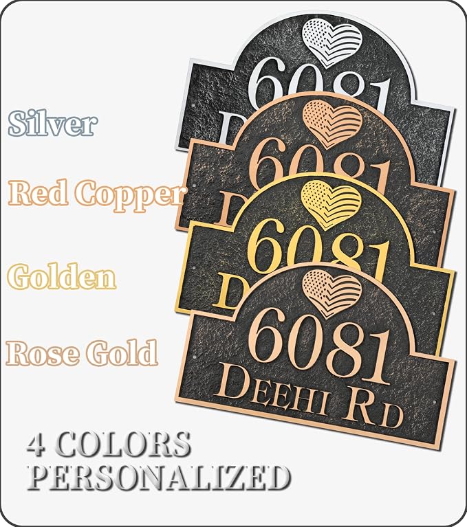 Address Sign Large LAWN MOUNTED - 12'' x 6.4'' Personalized Address Plaque,House Number Sign Plate for Yard,Lawn,Ground,Garden,Drive Way,House Address Numbers for Outside with 2 Metal Stakes
