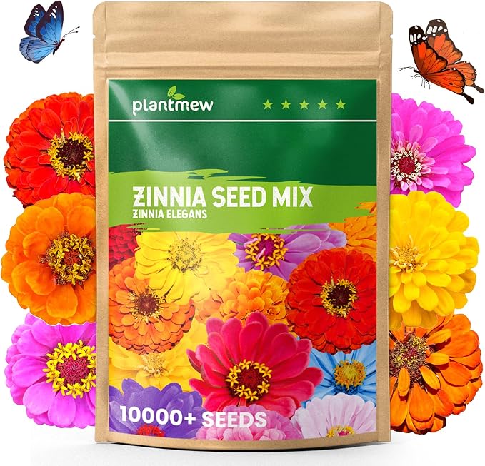 10000+ Zinnia Dahlia Seeds Flower Seeds for 2026 Planting, 2.82 Oz, 5 Varieties (Pink, Yellow, Orange, White, Purple), 80G Mixed Colors and Large Blooms, Open Pollinated - Bulk