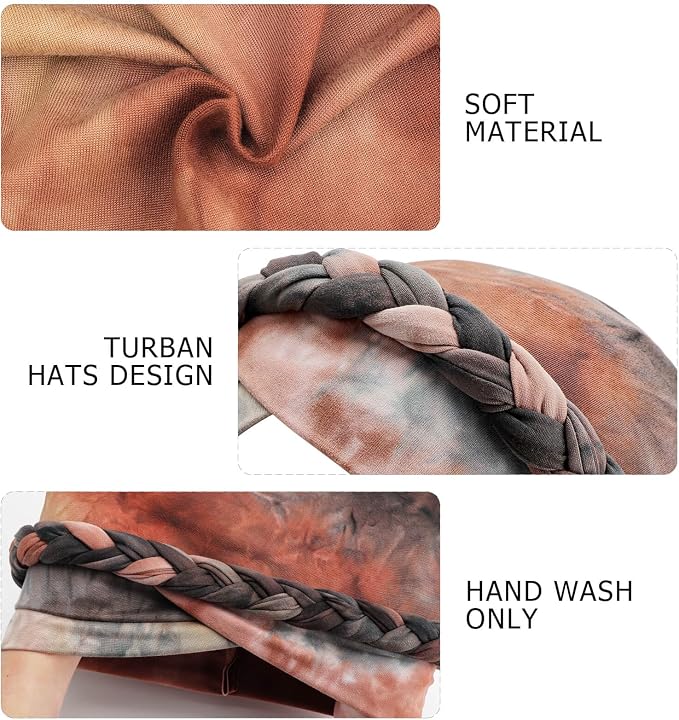 DRESHOW African Women Turban Caps Beanie Twist Headscarf Pre-Tied Twisted Braid Headwraps for Women Chemo Cancer Cap