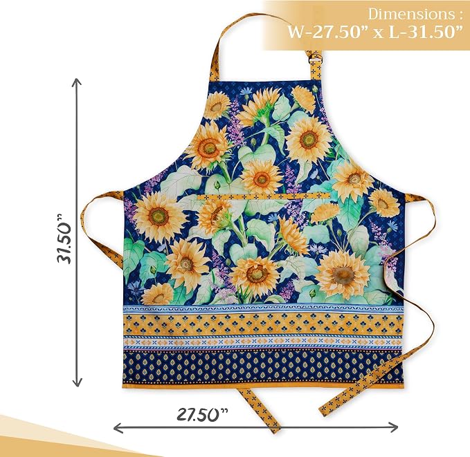 Maison d' Hermine Aprons for women with Pocket 100% Cotton (27.50"x31.50") | Adjustable Neck Strap & long ties Apron Men Chef Wedding Cooking Gardening Server Maid